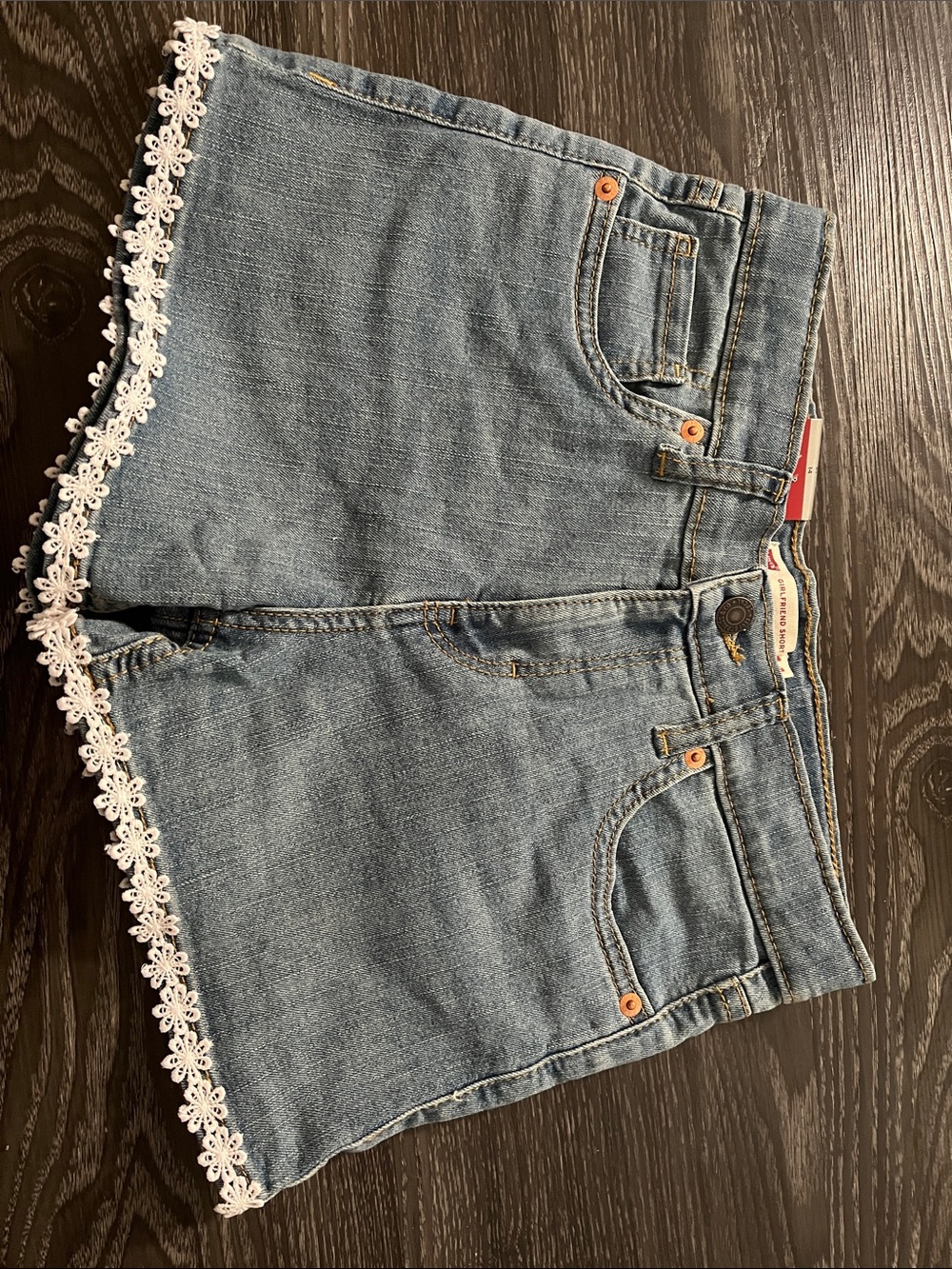 Levi's Light Blue Denim Shorts with Daisy Lace Trim